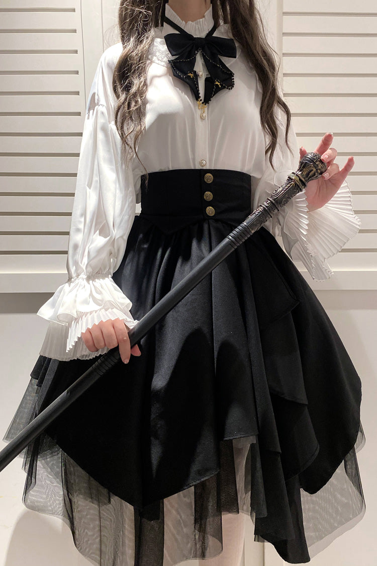 Gothic Lolita Skirt - Irregular Mesh, Black - Lolita Coordinate Bottom - main product image