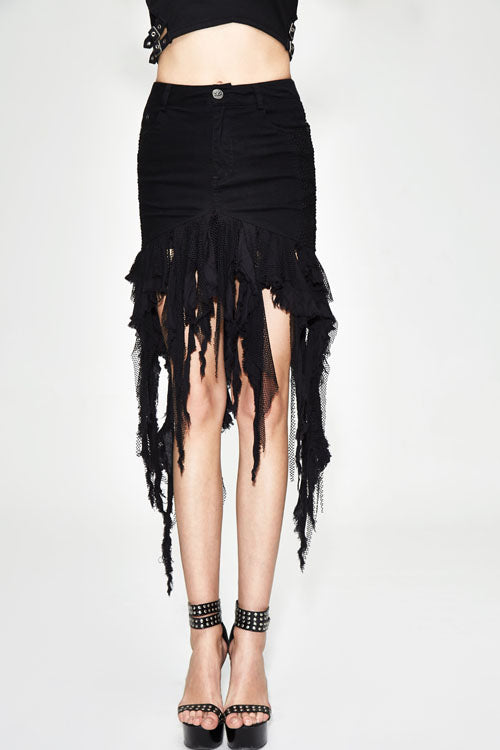 Gothic Lolita Skirt - Irregular Strip Tattered Sexy, Black, Women's Style, Punk Style - main product image