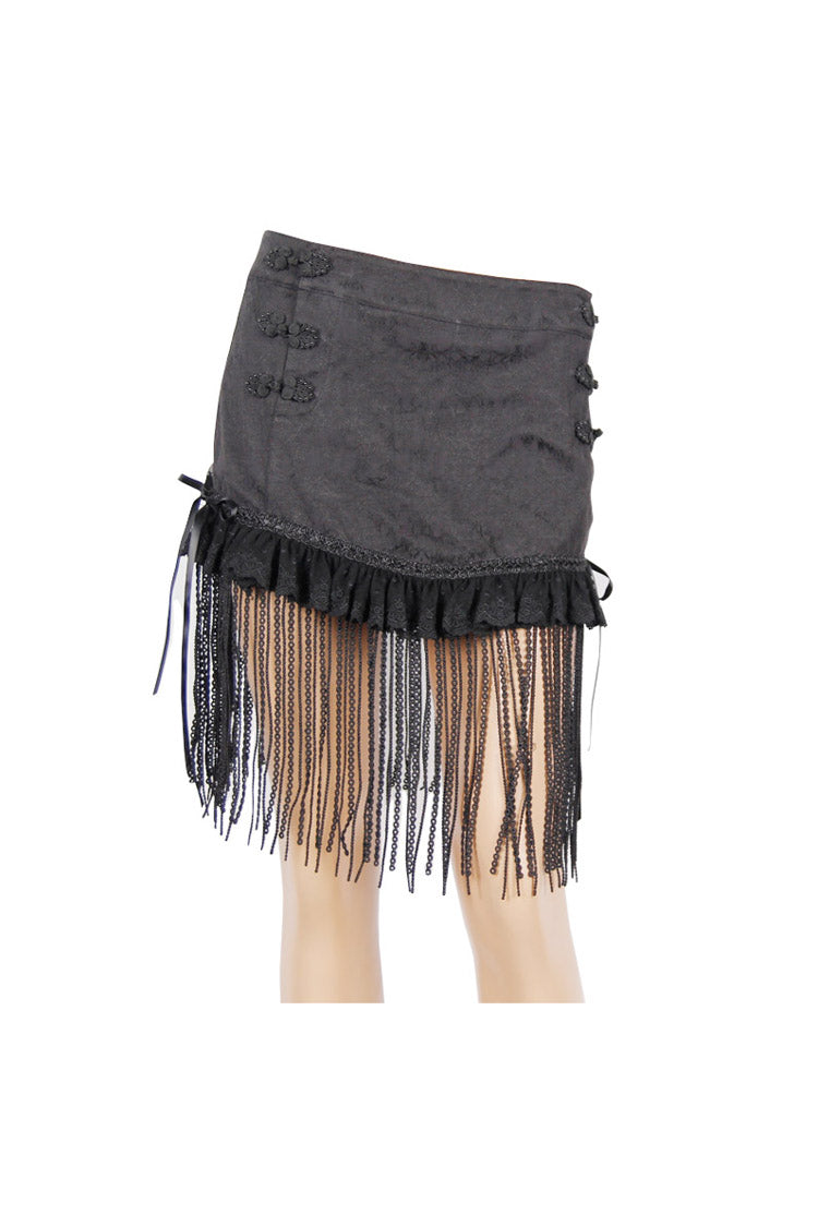 Gothic Lolita Skirt - Jacquard, Black, Buckle Detail, Women's Style, Lace Trim - additional product view 4