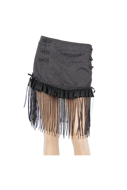 Gothic Lolita Skirt - Jacquard, Black, Buckle Detail, Women's Style, Lace Trim - additional product view 4