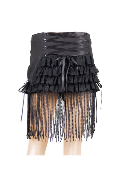 Gothic Lolita Skirt - Jacquard, Black, Buckle Detail, Women's Style, Lace Trim - additional product view 6