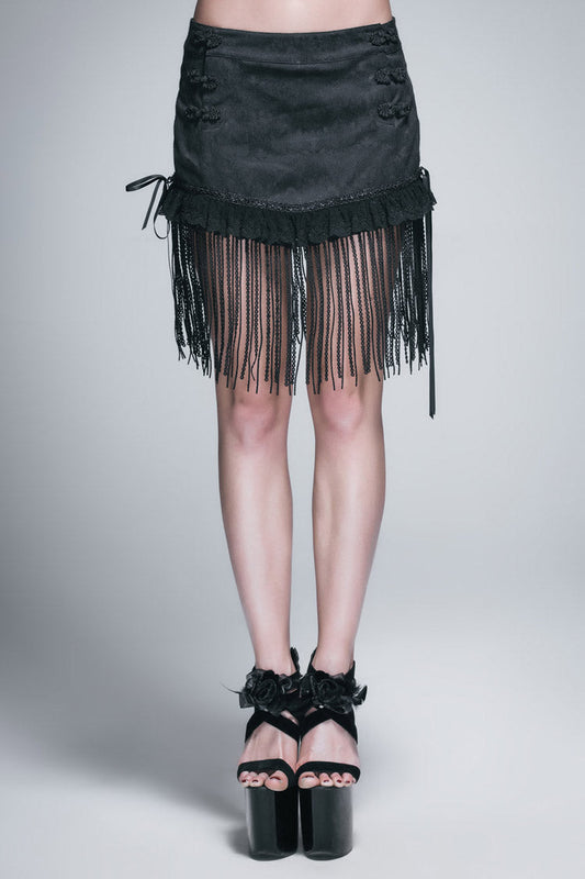 Gothic Lolita Skirt - Jacquard, Black, Buckle Detail, Women's Style, Lace Trim - main product image