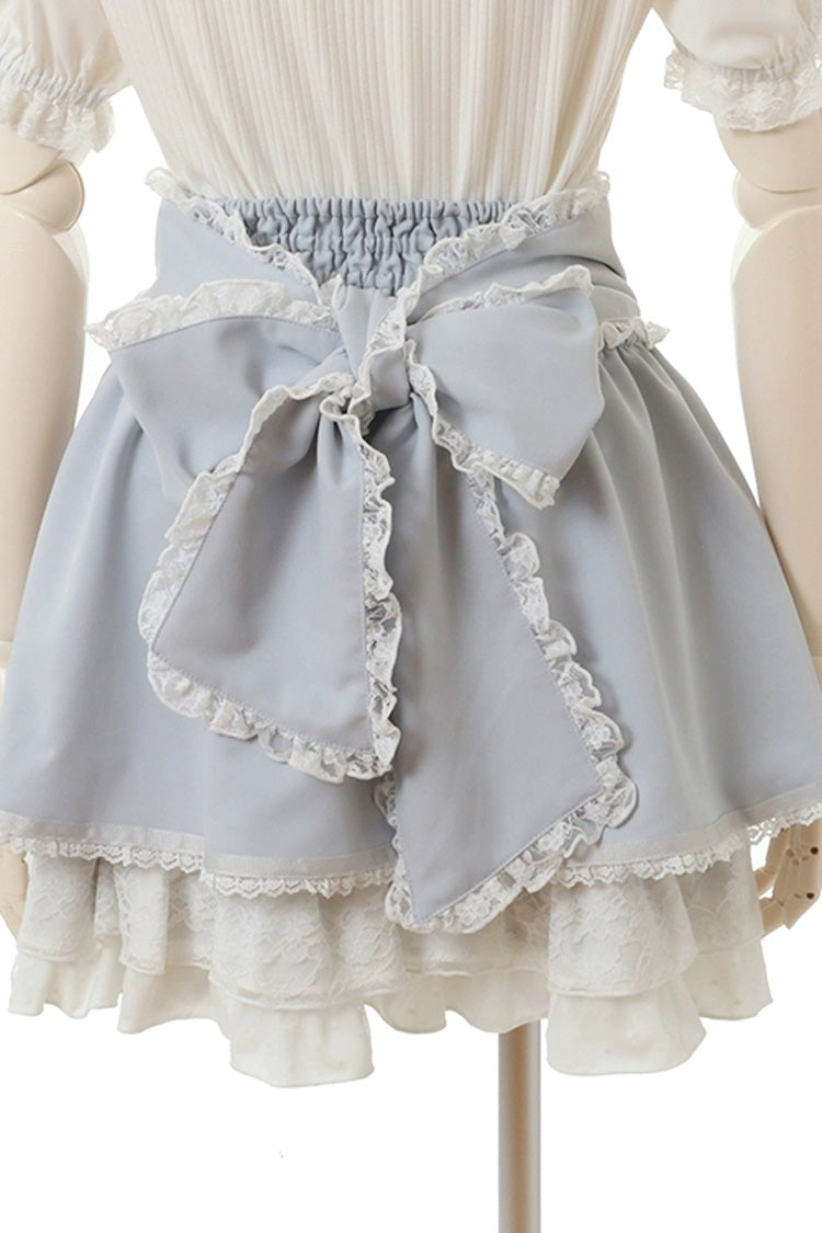 Gothic Lolita Skirt - Japanese High Waisted, Blue, High Waist, Lace Trim, Layered - additional product view 3