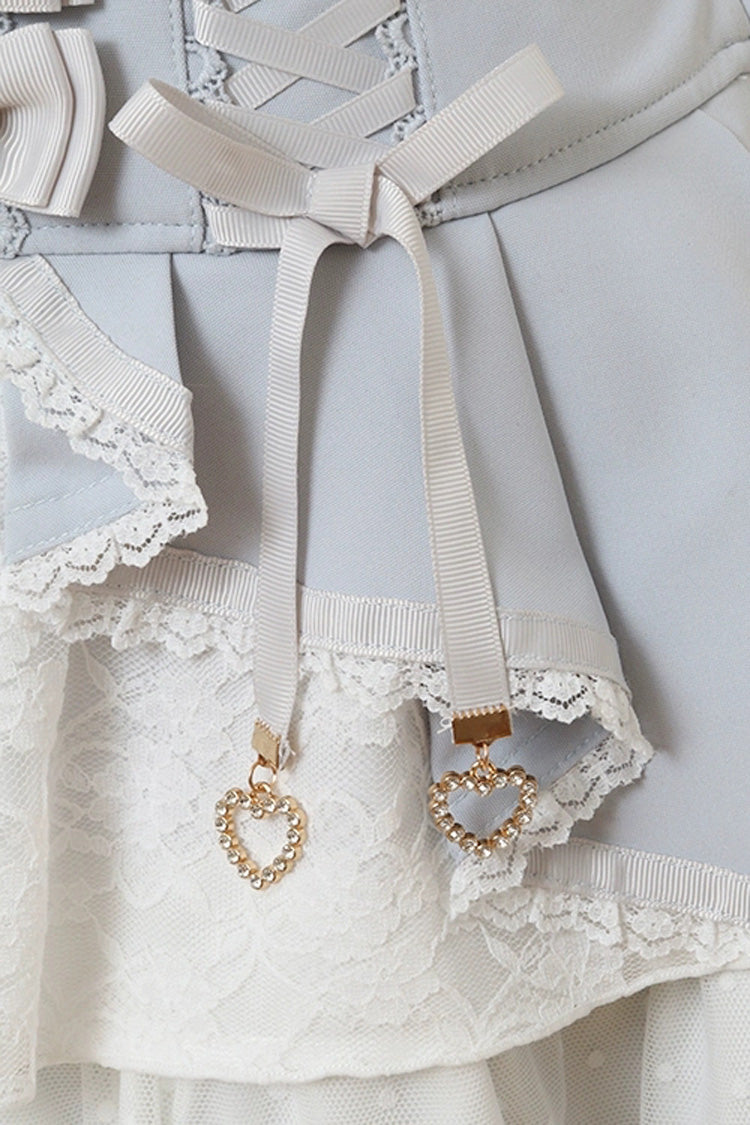 Gothic Lolita Skirt - Japanese High Waisted, Blue, High Waist, Lace Trim, Layered - additional product view 4