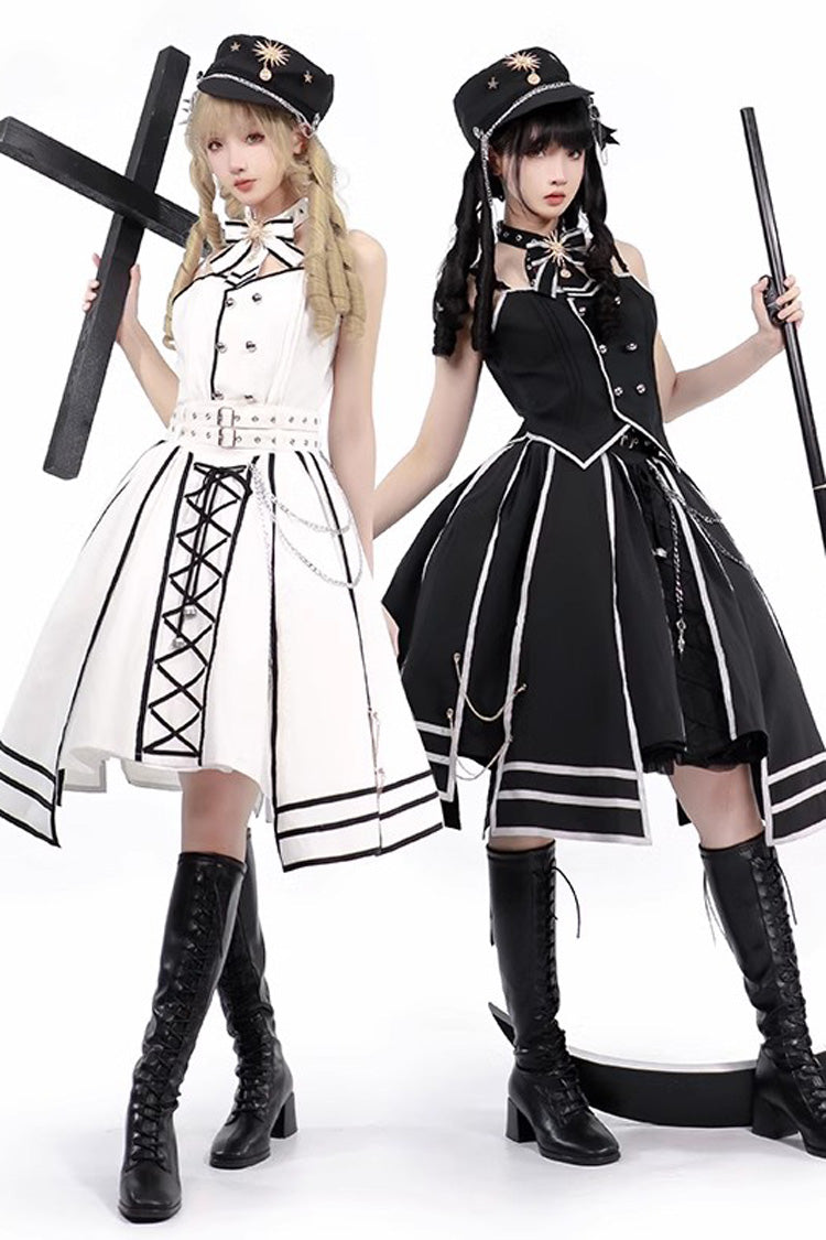 Gothic Lolita Skirt - Judgement Knight, 2 Colors, Printed, Long Sleeves, Bow Detail - additional product view 3