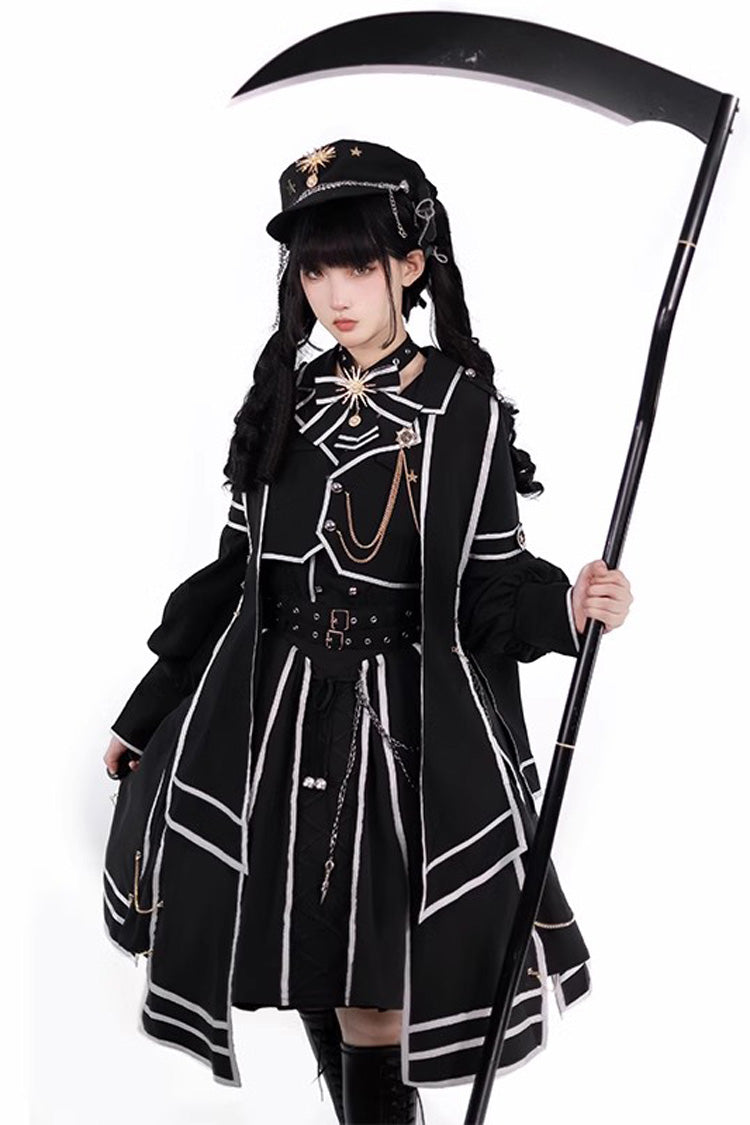 Gothic Lolita Skirt - Judgement Knight, 2 Colors, Printed, Long Sleeves, Bow Detail - additional product view 5