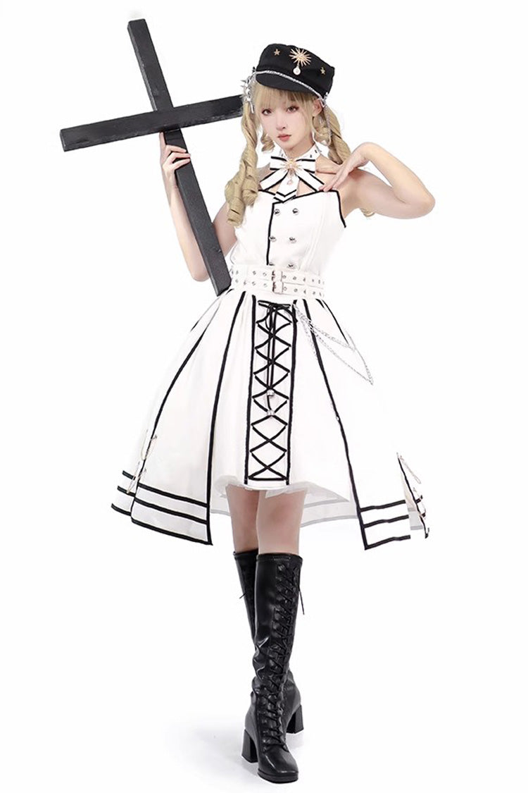 Gothic Lolita Skirt - Judgement Knight, 2 Colors, Printed, Long Sleeves, Bow Detail - additional product view 8