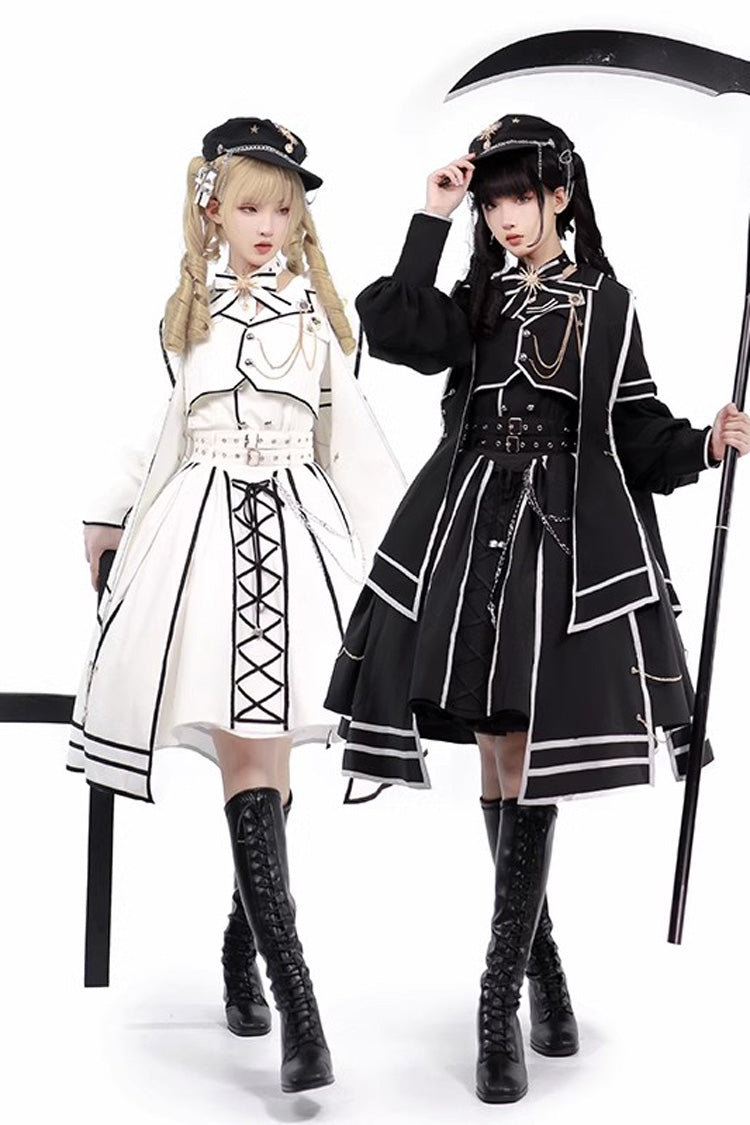 Gothic Lolita Skirt - Judgement Knight, 2 Colors, Printed, Long Sleeves, Bow Detail - main product image