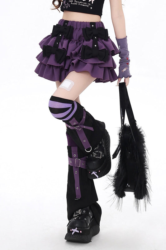 Gothic Lolita Skirt - Kozaya Nana, 2 Colors, Ruffled, Layered, Sweet Style - S Purple / M Purple / L Purple option