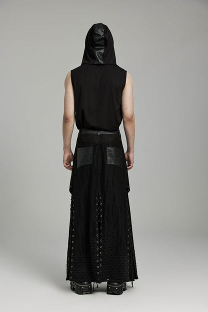 Gothic Lolita Skirt - Lace-up Ripped Eyelet, Black, Men's Style, Punk Style, Lace Trim - additional product view 7