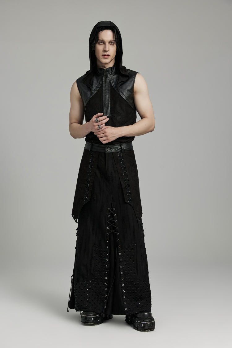 Gothic Lolita Skirt - Lace-up Ripped Eyelet, Black, Men's Style, Punk Style, Lace Trim - additional product view 8