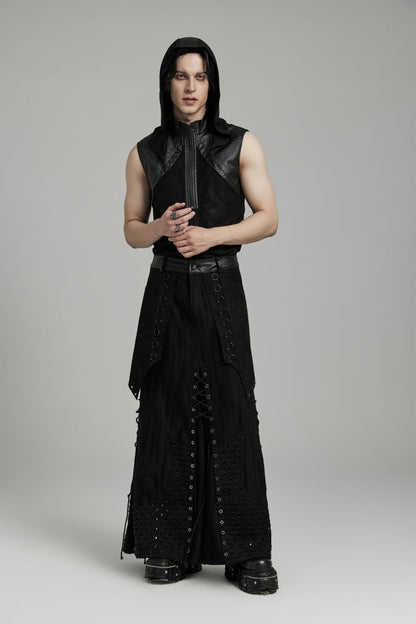 Gothic Lolita Skirt - Lace-up Ripped Eyelet, Black, Men's Style, Punk Style, Lace Trim - additional product view 8