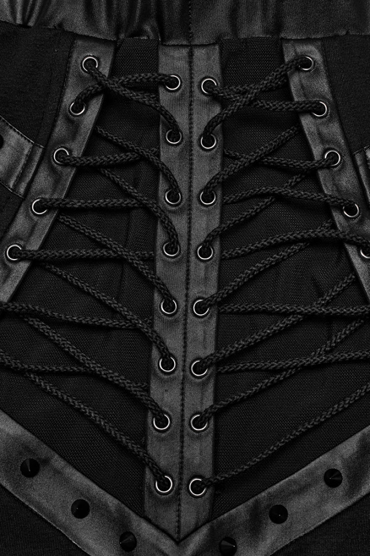 Gothic Lolita Skirt - Lace-up Rivet, Black, Fishtail Silhouette, Women's Style, Punk Style - additional product view 6