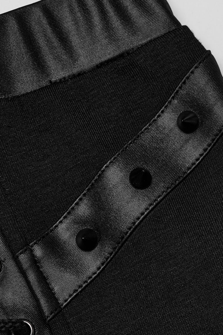 Gothic Lolita Skirt - Lace-up Rivet, Black, Fishtail Silhouette, Women's Style, Punk Style - additional product view 7