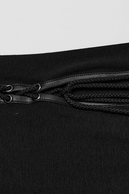 Gothic Lolita Skirt - Lace-up Rivet, Black, Fishtail Silhouette, Women's Style, Punk Style - additional product view 8