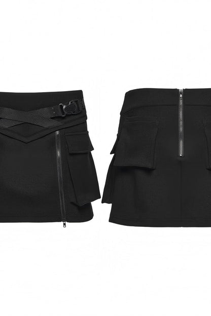 Gothic Lolita Skirt - Lace-up Zippered, Black, Zipper Detail, Women's Style, Lace Trim - additional product view 6