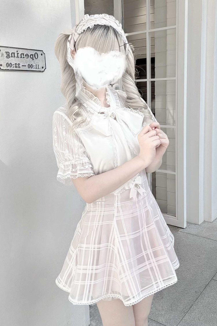 Gothic Lolita Skirt - Light Snow, 3 Colors, Plaid, Bow Detail, Sweet Style - additional product view 3