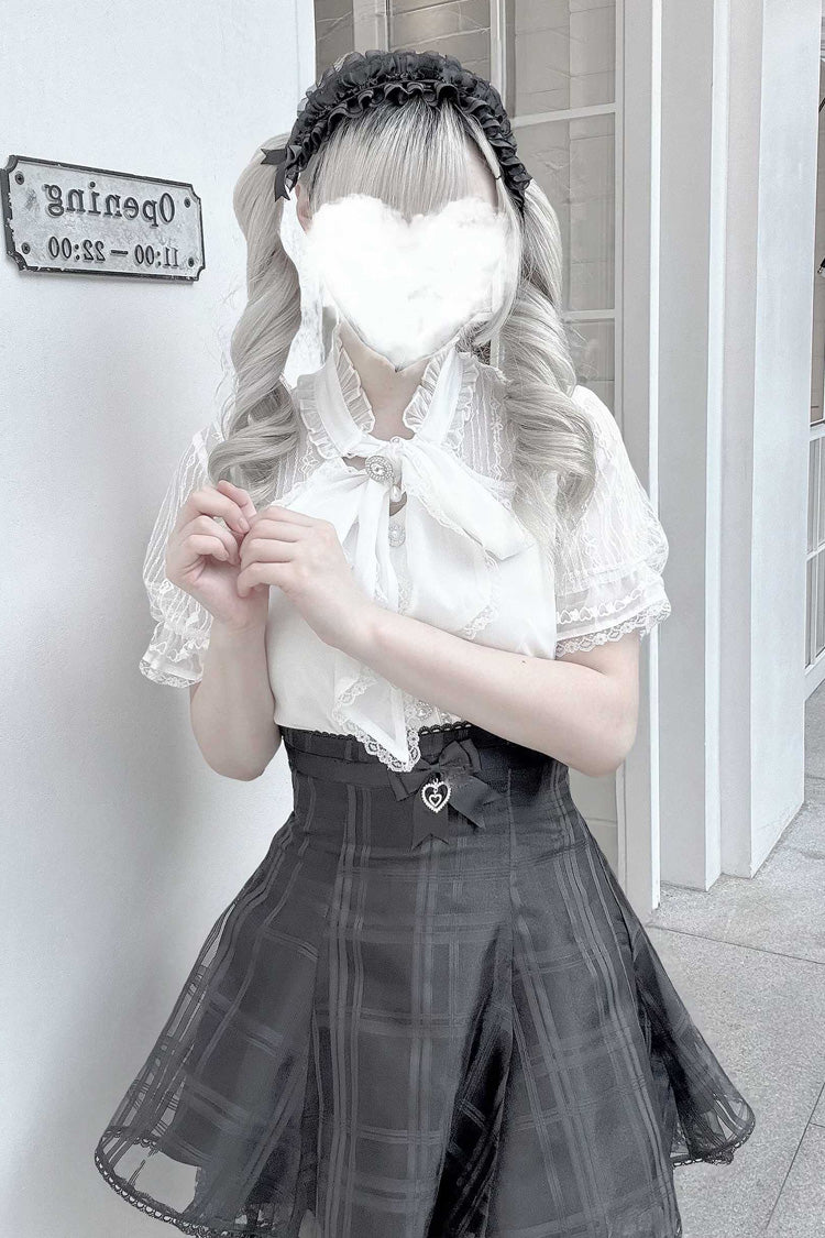 Gothic Lolita Skirt - Light Snow, 3 Colors, Plaid, Bow Detail, Sweet Style - additional product view 4