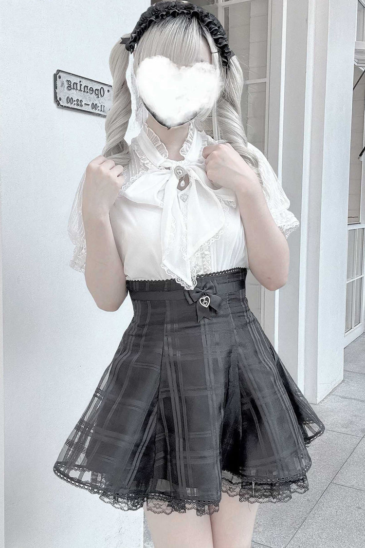 Gothic Lolita Skirt - Light Snow, 3 Colors, Plaid, Bow Detail, Sweet Style - additional product view 5