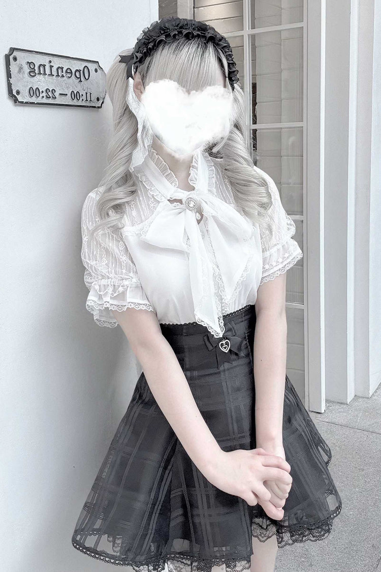 Gothic Lolita Skirt - Light Snow, 3 Colors, Plaid, Bow Detail, Sweet Style - additional product view 6