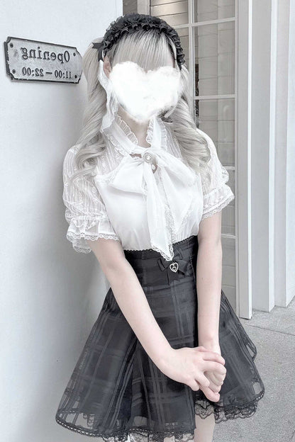 Gothic Lolita Skirt - Light Snow, 3 Colors, Plaid, Bow Detail, Sweet Style - additional product view 6