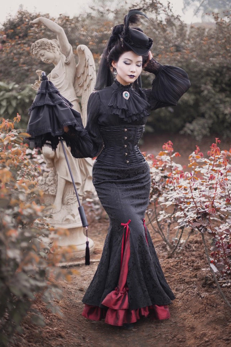 Gothic Lolita Skirt - Lorelei, 2 Colors, Layered, Ruffled, Printed - additional product view 2