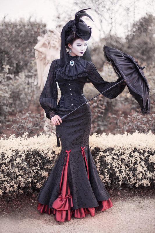 Gothic Lolita Skirt - Lorelei, 2 Colors, Layered, Ruffled, Printed - main product image