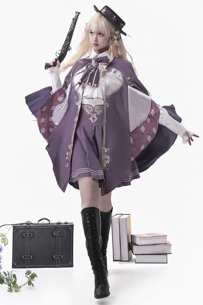 Gothic Lolita Skirt - Magic Carnival, Purple, Ruffled, Printed, Embroidered - additional product view 2