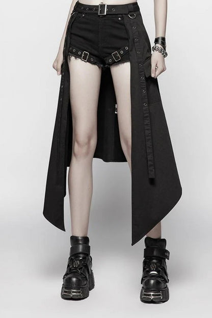 Gothic Lolita Skirt - Metal Eyelets Detachable, Black, Detachable Detail, Women's Style - main product image