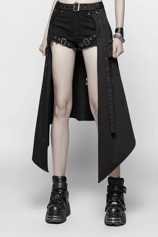 Gothic Lolita Skirt - Metal Eyelets Detachable, Black, Detachable Detail, Women's Style - main product image