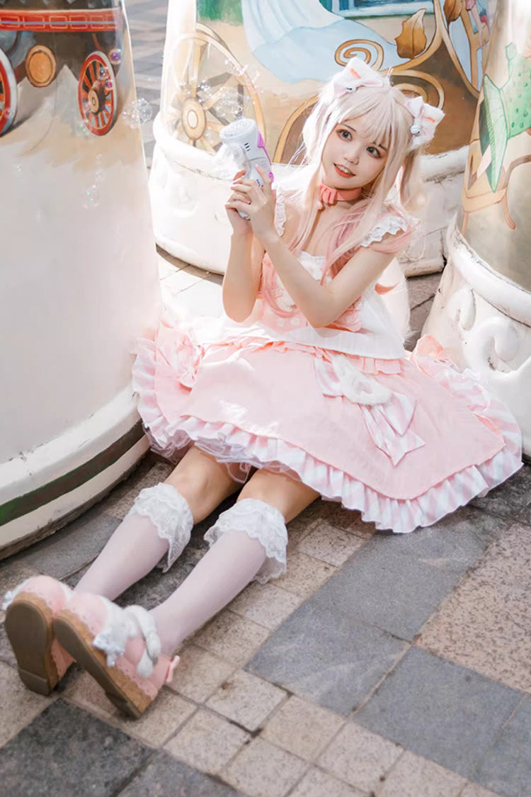 Gothic Lolita Skirt - Miss Meow, Pink, Sweet Style, Bow Detail, Ruffled - additional product view 2