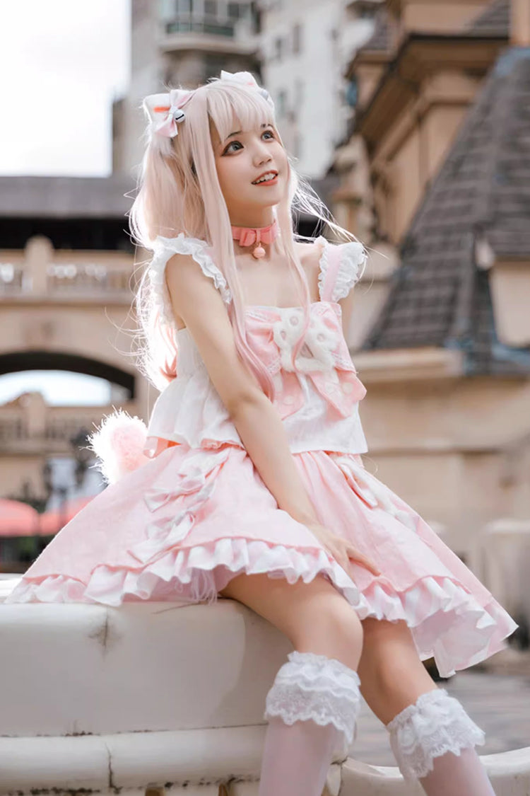 Gothic Lolita Skirt - Miss Meow, Pink, Sweet Style, Bow Detail, Ruffled - additional product view 3
