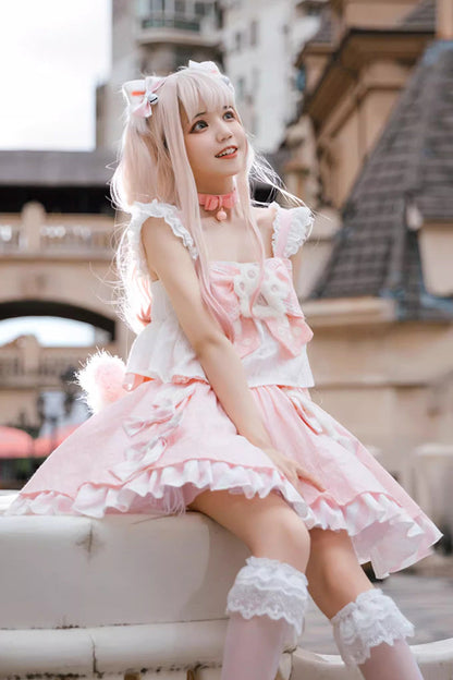 Gothic Lolita Skirt - Miss Meow, Pink, Sweet Style, Bow Detail, Ruffled - additional product view 3
