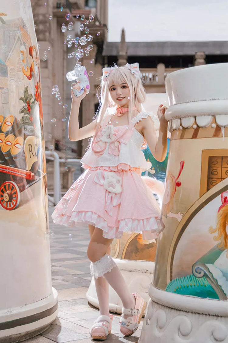 Gothic Lolita Skirt - Miss Meow, Pink, Sweet Style, Bow Detail, Ruffled - additional product view 6