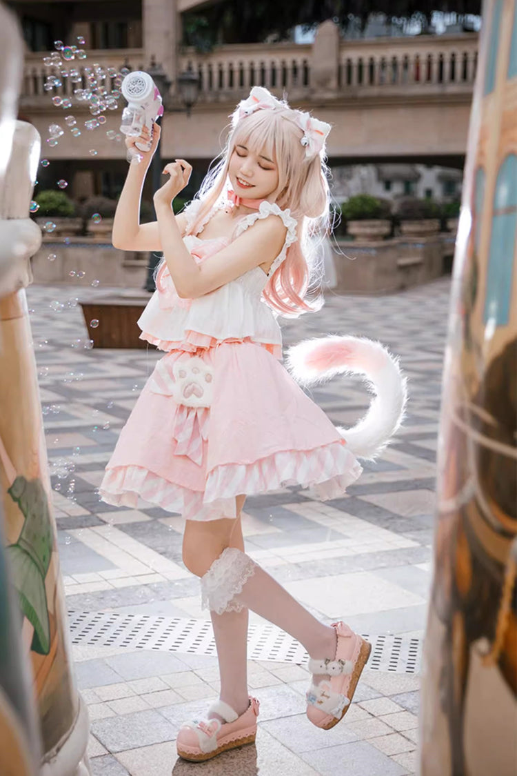 Gothic Lolita Skirt - Miss Meow, Pink, Sweet Style, Bow Detail, Ruffled - additional product view 7