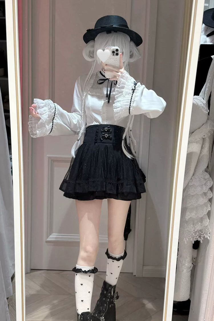Gothic Lolita Skirt - Moonlit Butterfly, 2 Colors, Long Sleeves, Bow Detail, Lace Trim - additional product view 2