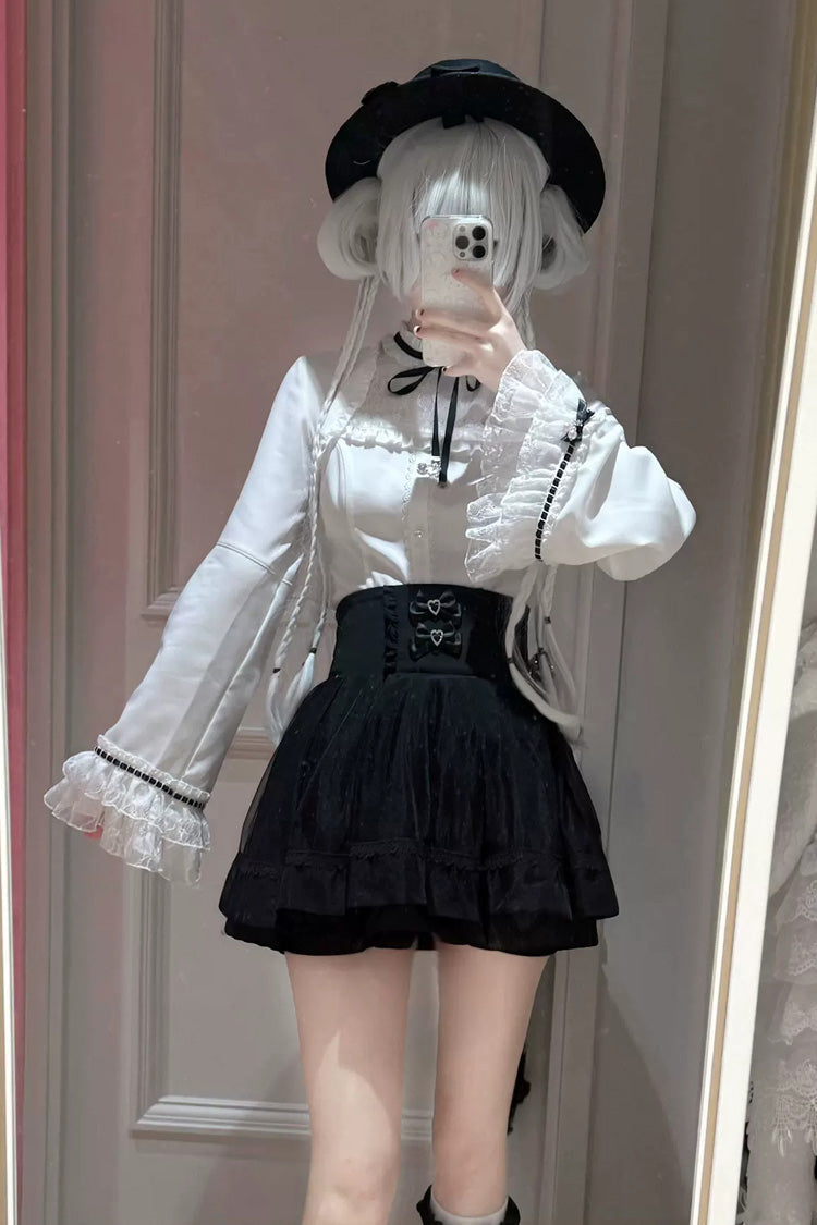 Gothic Lolita Skirt - Moonlit Butterfly, 2 Colors, Long Sleeves, Bow Detail, Lace Trim - additional product view 3