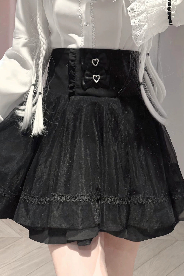 Gothic Lolita Skirt - Moonlit Butterfly, 2 Colors, Long Sleeves, Bow Detail, Lace Trim - S Skirt(Only) / M Skirt(Only) / L Skirt(Only) option