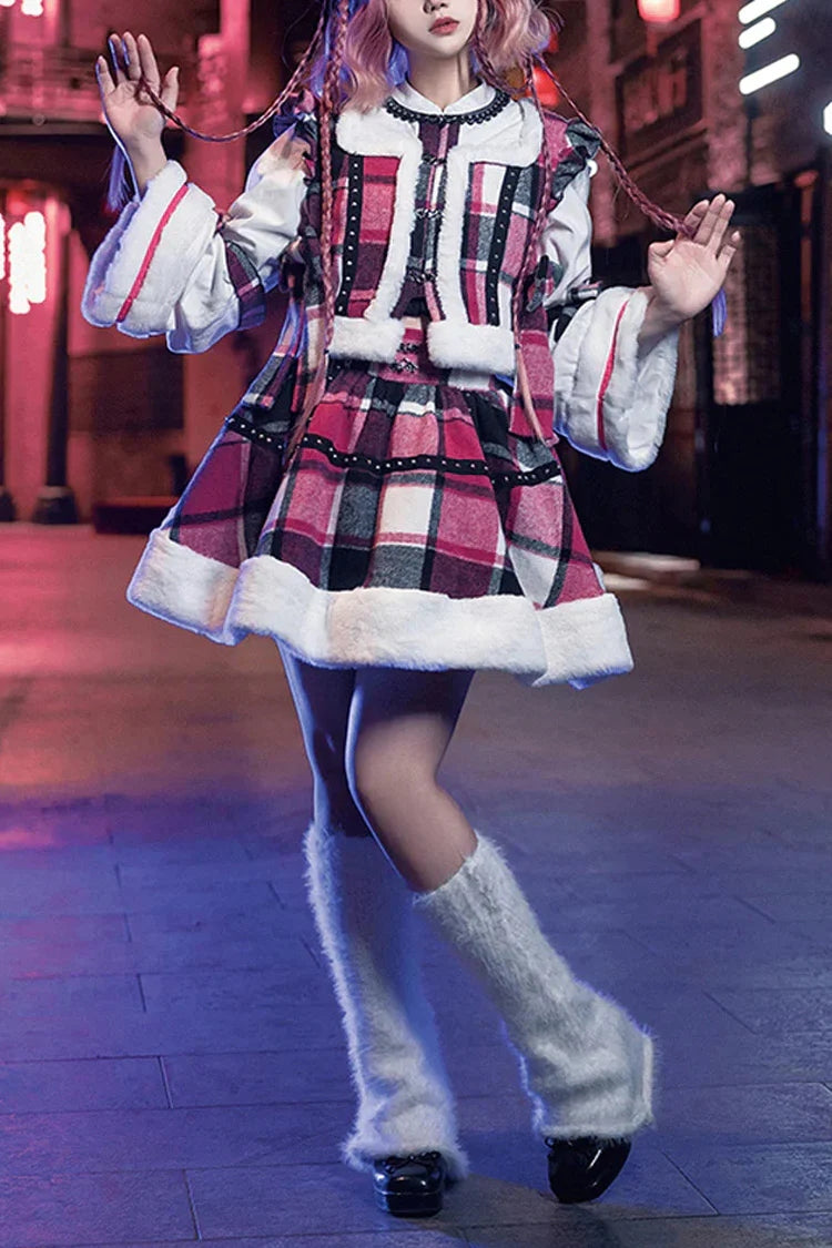 Gothic Lolita Skirt - Multi-color Plaid Print, Multi-Color, Plaid, Chinese-Inspired Style - main product image