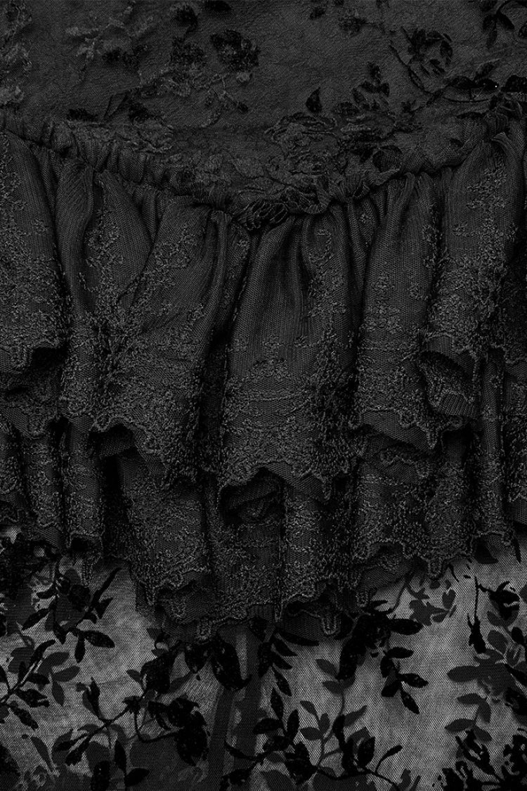 Gothic Lolita Skirt - Multi-layer Print, Black, Women's Style, Printed, Lace Trim - additional product view 5