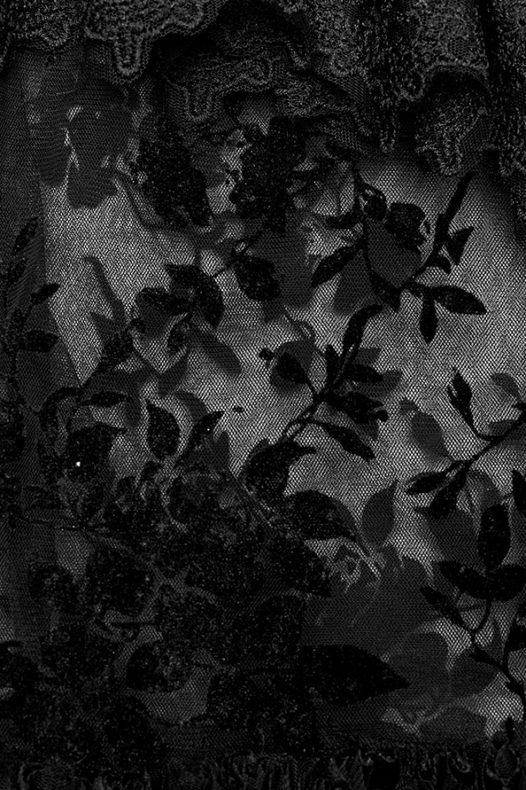 Gothic Lolita Skirt - Multi-layer Print, Black, Women's Style, Printed, Lace Trim - additional product view 6
