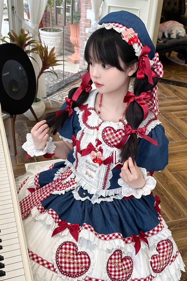 Gothic Lolita Skirt - Peach Heart Lilith, 3 Colors, Sweet Style, Bow Detail, Lace Trim - additional product view 3