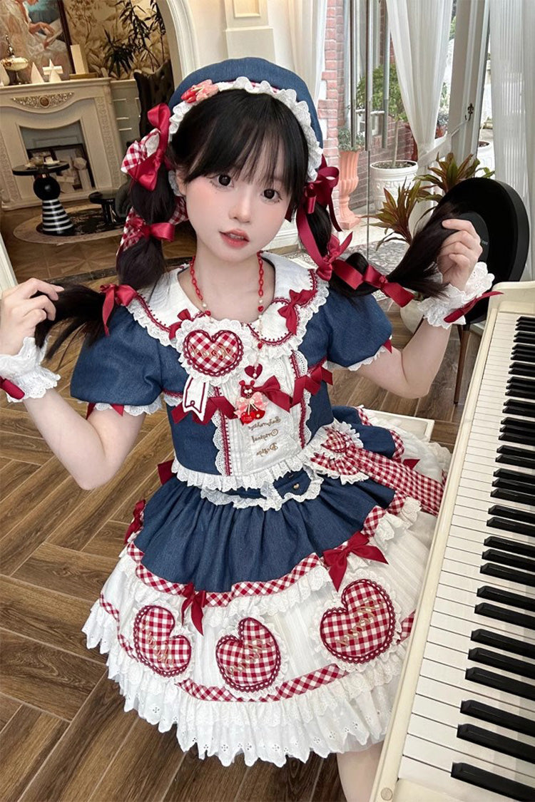 Gothic Lolita Skirt - Peach Heart Lilith, 3 Colors, Sweet Style, Bow Detail, Lace Trim - additional product view 4