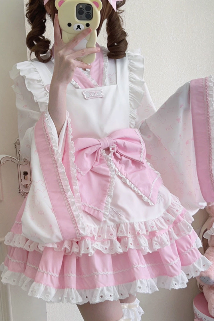 Gothic Lolita Skirt - Pink/white Double-layered, 2 Colors, Ruffled, Sweet Style - additional product view 2