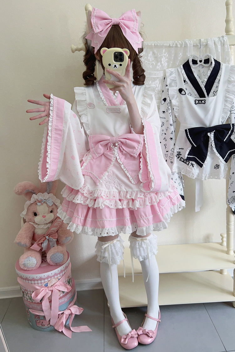 Gothic Lolita Skirt - Pink/white Double-layered, 2 Colors, Ruffled, Sweet Style - additional product view 3