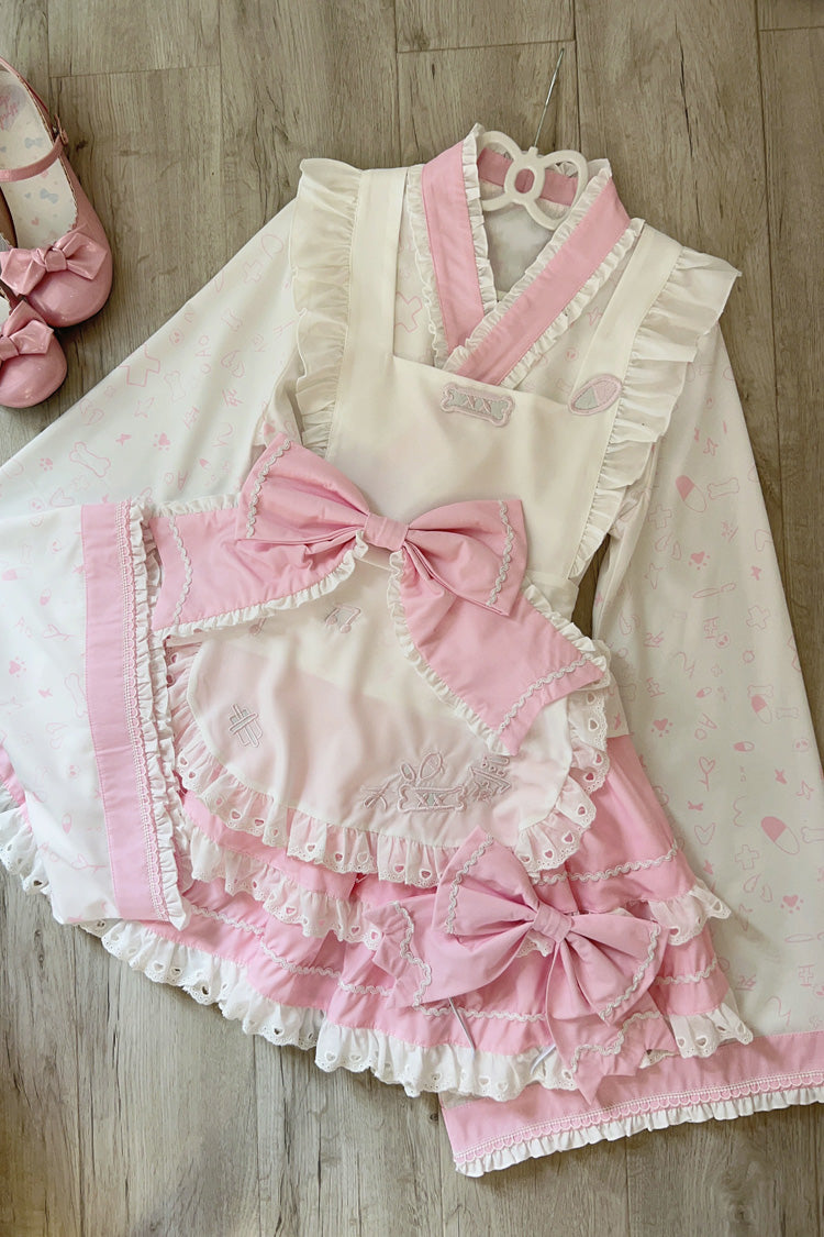 Gothic Lolita Skirt - Pink/white Double-layered, 2 Colors, Ruffled, Sweet Style - additional product view 4