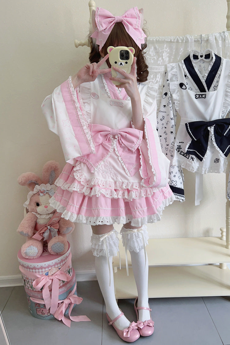 Gothic Lolita Skirt - Pink/white Double-layered, 2 Colors, Ruffled, Sweet Style - additional product view 5