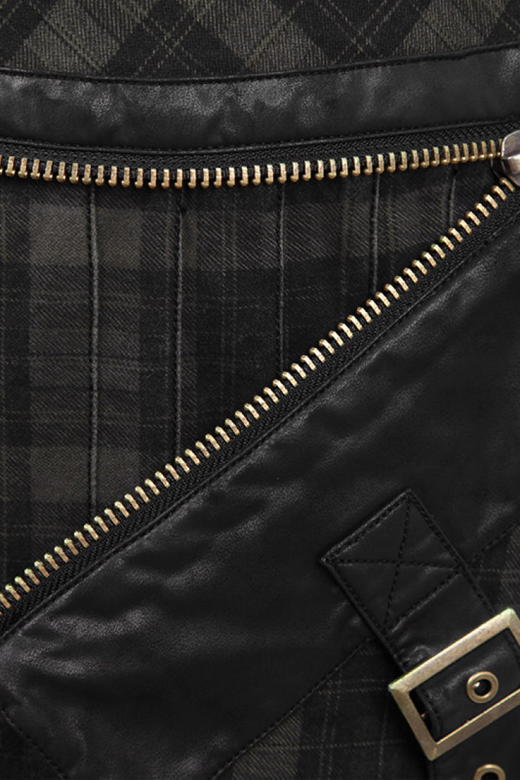 Gothic Lolita Skirt - Plaid Print, Black, Plaid, Men's Style, Ruffled - additional product view 4
