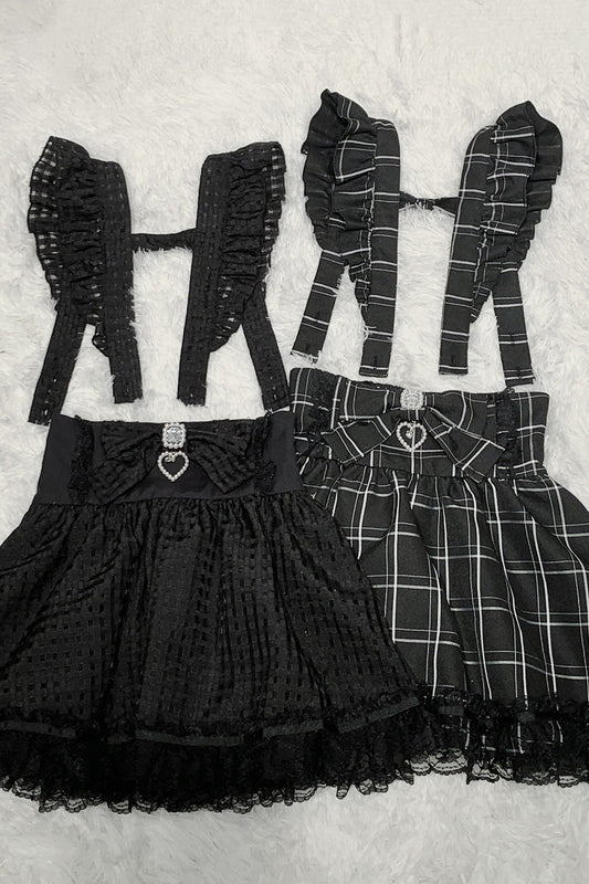 Gothic Lolita Skirt - Plaid Print, Black, Plaid, Printed, Bow Detail - additional product view 2