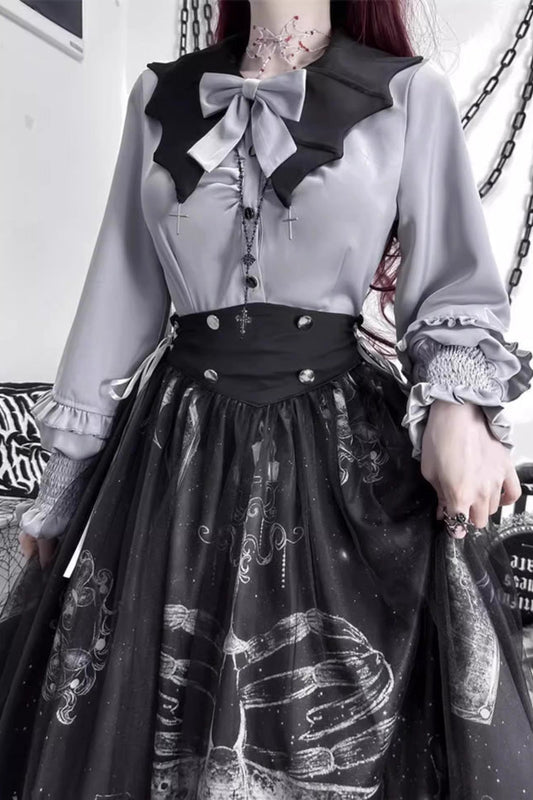 Gothic Lolita Skirt - Print Halloween, Black, Printed, Classic Style, Punk Style - additional product view 2